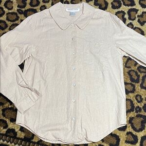 Carol Horn Workshop Linen Cotton Button-Down Shirt Size S Neutral Beige